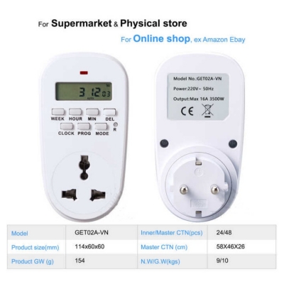 Musktool- GET02A-VN Automatic Timer Switch and Countdown Programmable Timer