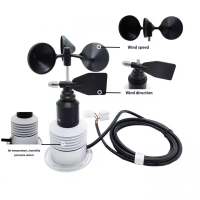 Musktool-CE Small Wind Speed and Direction Anemometer Air Temperature Humidity Pressure Weather Station With 5 Outdoor Weather Sensors