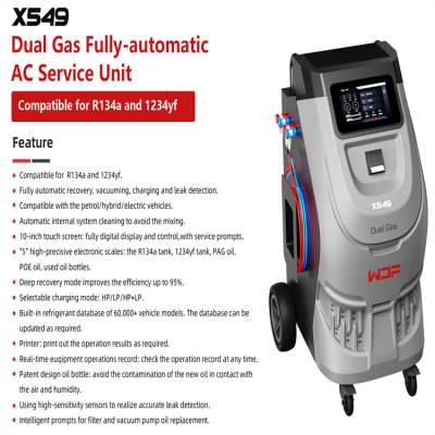 Musktool-X549 Dual Gas Fully Automatic A/C Service Unit Gas Charger Air Conditioner AC Car Machine 1234A AC Recovery Machine