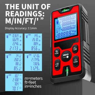 Musktool- LD2-120 0.16ft ~ 394ft Digital Laser Infrared Distance Meter, Rechargeable Range Finder
