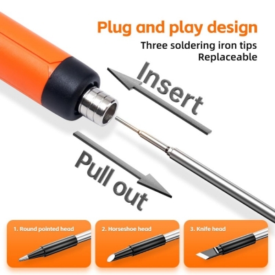 Musktool- ES1000 Power 10 Watt Digital Display Adjustable Temperature 300 °C/572 °F ~ 450 °C/842 °F Mini Cordless USB Electronic Soldering Iron Kit