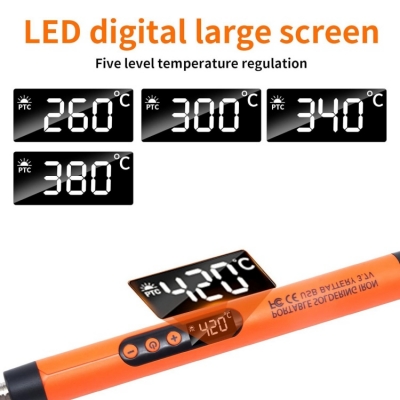 Musktool- ES1000 Power 10 Watt Digital Display Adjustable Temperature 300 °C/572 °F ~ 450 °C/842 °F Mini Cordless USB Electronic Soldering Iron Kit