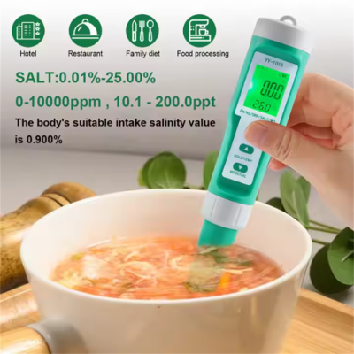 Musktool-YY-1010-10 in 1 Food Salinity Meter PH/ORP/EC/H2 /S.G /TDS/SALT/TEMP/Resistivity Fertilizer Water Quality Tester for Food Aquarium Pool