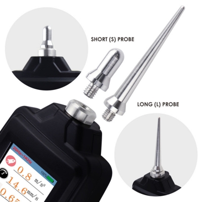 Musktool-Vibration Meter Analyzer Acceleration / Velocity / Displacement Symmetrical Shape W/ Short or Long Probe