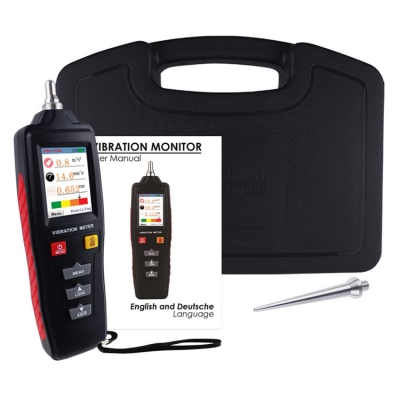 Musktool-Vibration Meter Analyzer Acceleration / Velocity / Displacement Symmetrical Shape W/ Short or Long Probe