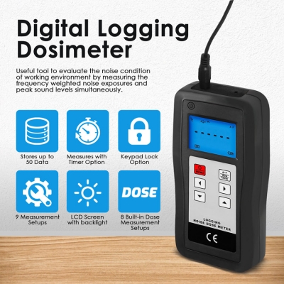 Musktool-High Quality Decibel Tester Keypad Lock Protected Simple Operation 60 to 130dB 50 Data Storage Personal Logging Noise Dose Meter