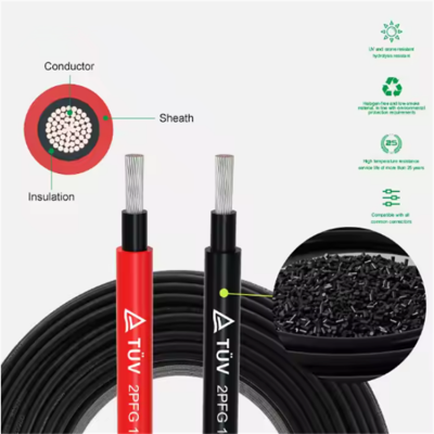 Musktool-PV-2x4mm2-Solar Industrial PV Interconnect Cables 6/10/16mm2 Tinned Copper Single-core Cable With a Service Life of 25 Years