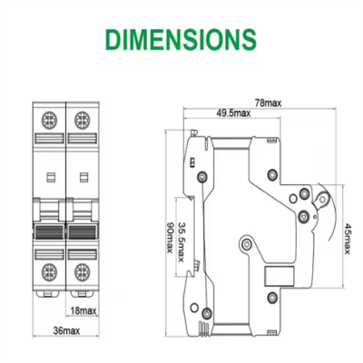 Musktool-SCB8-125DC-50/60hz c Curve Mini Double Pole Mcb 125a 63 Amp Dc Mcb 2p 32a Circuit Protector Breakers