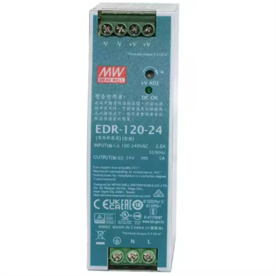 Musktool-Wholesale Mean Well Din Rail EDR-120 Industrial Power Supply 110/220V AC Input 12/24V DC Output 120W Power Output