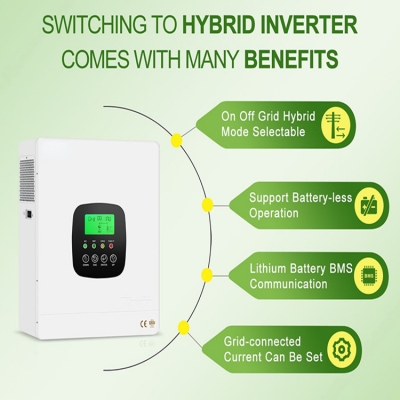 Musktool-Hybrid Solar Inverter 3kw 4kw 6kw 8kw 10kw Invert Grid Solar System on Grid Inverter 230V Pure Sine Wave
