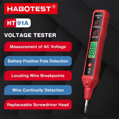 Musktool-HABOTEST HT91A Non Contact Electrical Live Wire Breakdown Point Locator Checker Indicator AC Voltage Tester Pen with Screwdriver