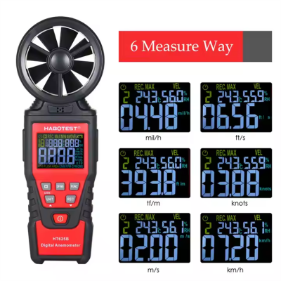 Musktool-HABOTEST HT625B Handheld With USB Digital Anemometer Price Electronic Wind Speed Meter Tester 9999counters with Analog Display