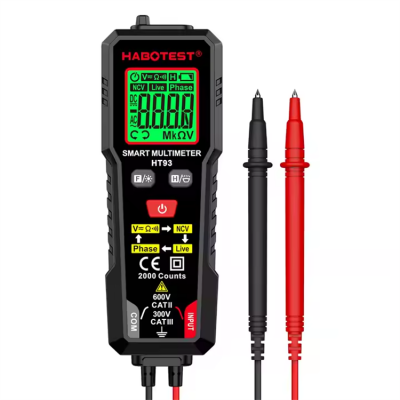 Musktool-Habotest HT93 2000 Counts Non Contact Voltage Phase Sequence Detection True RMS AC DC Voltage Small Smart Digital Multimeter