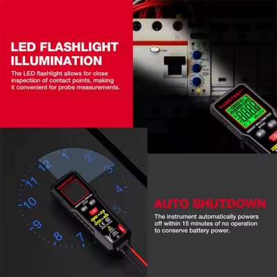 Musktool-Habotest HT93 2000 Counts Non Contact Voltage Phase Sequence Detection True RMS AC DC Voltage Small Smart Digital Multimeter