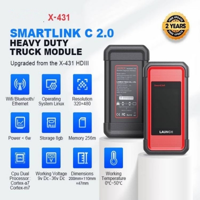 Musktool-For LAUNCH X431 SmartLink C Plastic Code Reader Heavy-Duty Diesel Truck Diagnostic Tool with 1-Year Warranty Update From HD3