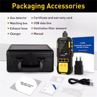 Musktool-k-600m1-For Bosean Portable 6-in-1 Gas Analyzer Detector Handheld NH3 and Methane Leak Detector with Pipe Pump for Ammonia Detection