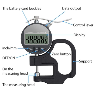 Musktool-CTDG127-0.01mm0.001mm Micrometer Thickness Tester 12.7mm 25.4mm Digital Micrometer Thickness Meter Electronic Thickness Gauge